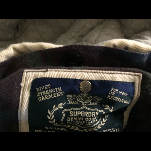 Super dry green tartan hooded sweatshirt - Picture 5 of 7